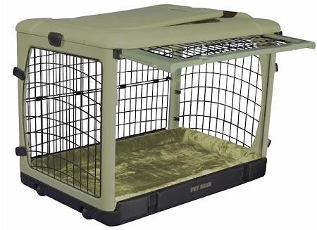 Deluxe Steel Dog Crate with Bolster Pad - Medium-Sage