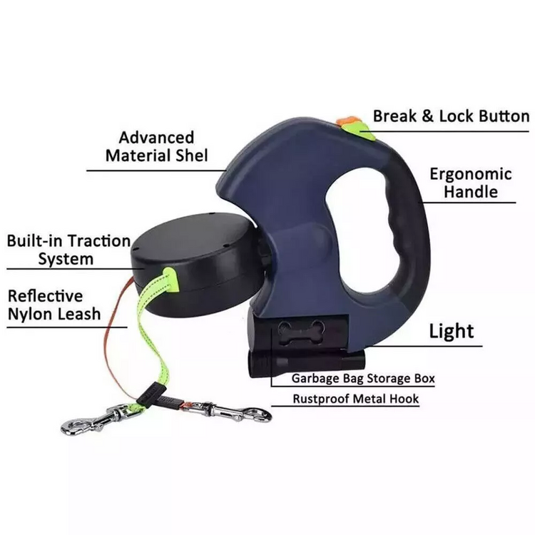 Dual Dog Retractable Leash – 360° Tangle-Free