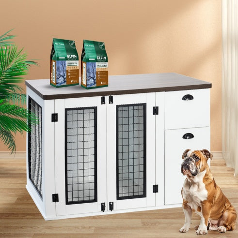 Furniture Style Wooden Dog Crate – Double Door Cabinet Design