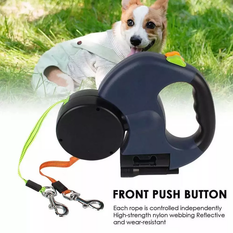 Dual Dog Retractable Leash – 360° Tangle-Free