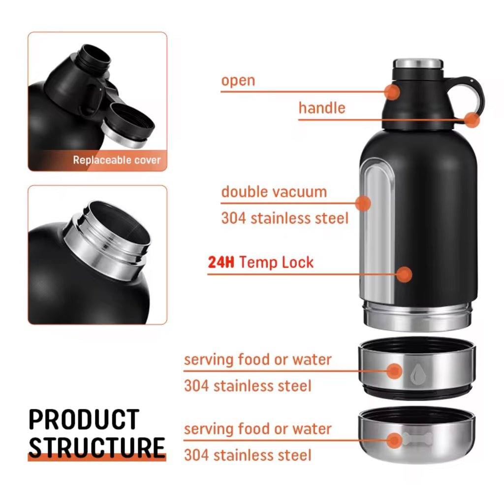 3-in-1 Portable 32oz Dog Insulated Water Bottle