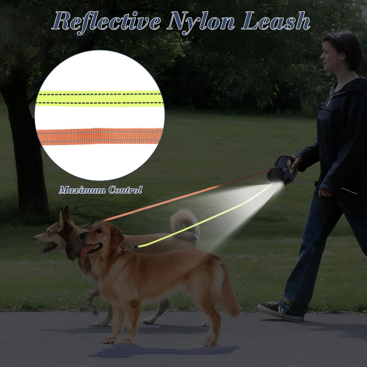 Dual Dog Retractable Leash – 360° Tangle-Free