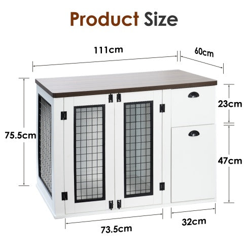 Furniture Style Wooden Dog Crate – Double Door Cabinet Design
