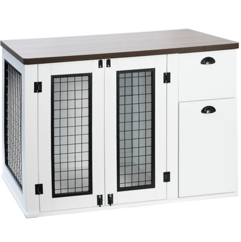 Furniture Style Wooden Dog Crate – Double Door Cabinet Design