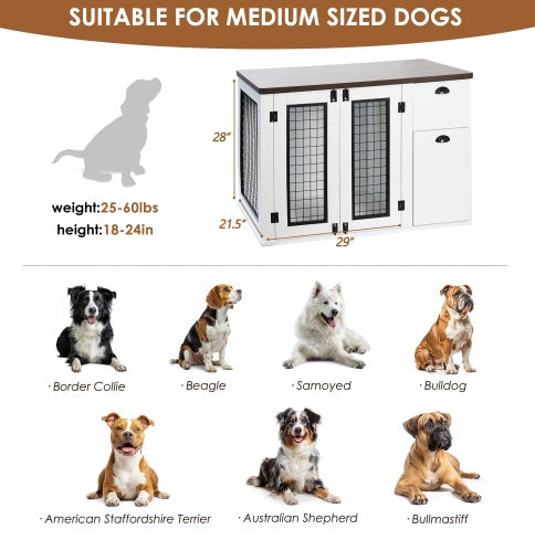 Furniture Style Wooden Dog Crate – Double Door Cabinet Design