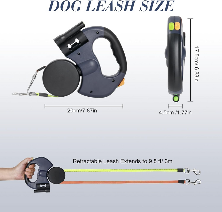 Dual Dog Retractable Leash – 360° Tangle-Free